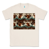 Natural Longhorn Cow Pattern Classic Tee - CowhideDigitalArt