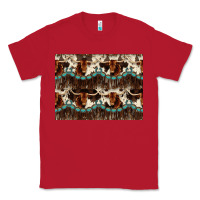 Red Longhorn Cow Pattern Classic Tee - CowhideDigitalArt