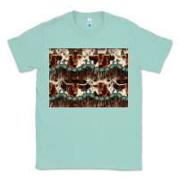 Seafoam Longhorn Cow Pattern Classic Tee - CowhideDigitalArt