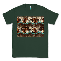 Sports Green Longhorn Cow Pattern Classic Tee - CowhideDigitalArt