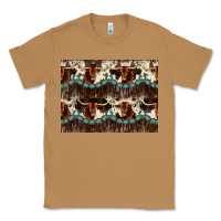 Toasted Coconut Longhorn Cow Pattern Classic Tee - CowhideDigitalArt