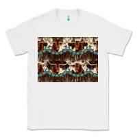 White Longhorn Cow Pattern Classic Tee - CowhideDigitalArt