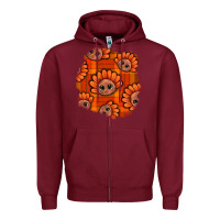 Burgundy Thanksgiving Turkey With Tartan Patch Zipper Hoodie - BundleAndBundleShop