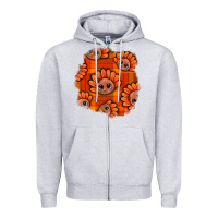 Heather Grey Thanksgiving Turkey With Tartan Patch Zipper Hoodie - BundleAndBundleShop