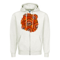 Oatmeal Heather Thanksgiving Turkey With Tartan Patch Zipper Hoodie - BundleAndBundleShop