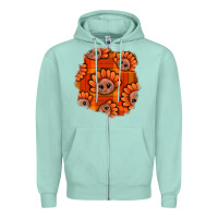 Seafoam Thanksgiving Turkey With Tartan Patch Zipper Hoodie - BundleAndBundleShop