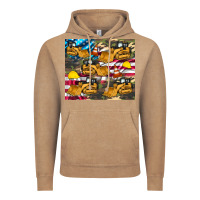 Bulldozer Camouflage American Flag Vintage Hoodie | Teevron