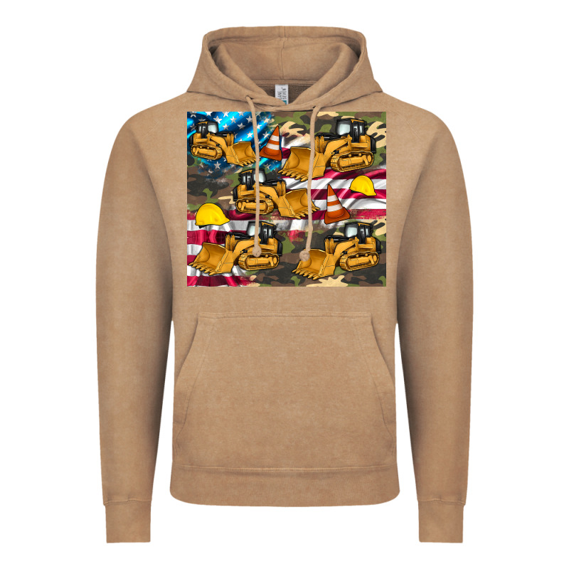 Bulldozer Camouflage American Flag Vintage Hoodie by Artiststas | Teevron