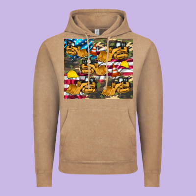 Bulldozer Camouflage American Flag Vintage Hoodie Designed By Artiststas