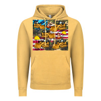 Vintage Mustard bulldozer camouflage american flag Vintage Hoodie - Artiststas
