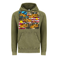 Vintage Olive bulldozer camouflage american flag Vintage Hoodie - Artiststas
