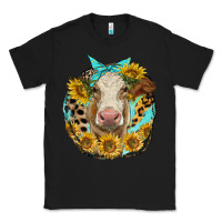 Black simmental heifer with sunflowers and leopard Classic Tee - LillyAllenDesigns