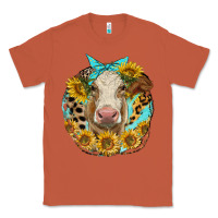 Copper simmental heifer with sunflowers and leopard Classic Tee - LillyAllenDesigns