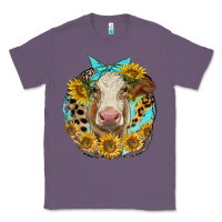 Lavender simmental heifer with sunflowers and leopard Classic Tee - LillyAllenDesigns