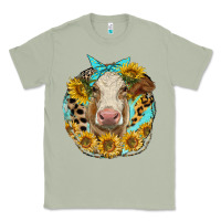 Matcha simmental heifer with sunflowers and leopard Classic Tee - LillyAllenDesigns