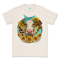 Natural simmental heifer with sunflowers and leopard Classic Tee - LillyAllenDesigns
