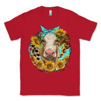 Red simmental heifer with sunflowers and leopard Classic Tee - LillyAllenDesigns