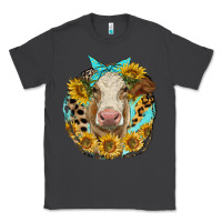 Smoke simmental heifer with sunflowers and leopard Classic Tee - LillyAllenDesigns