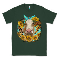 Sports Green simmental heifer with sunflowers and leopard Classic Tee - LillyAllenDesigns