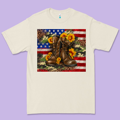 Army Usa Lag Leopard Camouflage Sunflower 20oz Premium Tee Designed By Neo Western