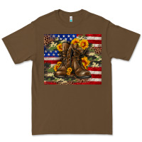 Cacao Army USA lag leopard camouflage sunflower 20oz Premium Tee - Neo Western