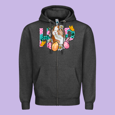 Hop Bunny Easter Zipper Hoodie Designed By Bundleandbundleshop
