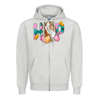 Dove Grey Hop Bunny Easter Zipper Hoodie - BundleAndBundleShop