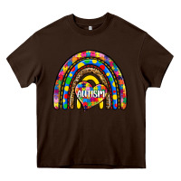 Chocolate Brown autism rainbow Heavy Core Tee - Zillion Design Studio
