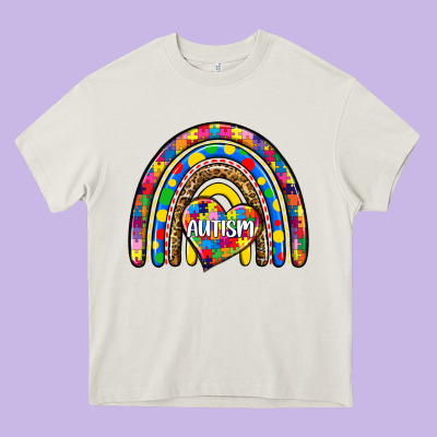 Autism Rainbow Heavy Core Tee Designed By Zillion Design Studio