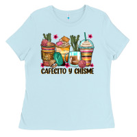 Baby Blue cafecito y chisme coffee cups Ladies Tee - Zillion Design Studio