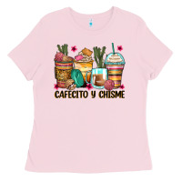 Bubblegum Pink cafecito y chisme coffee cups Ladies Tee - Zillion Design Studio