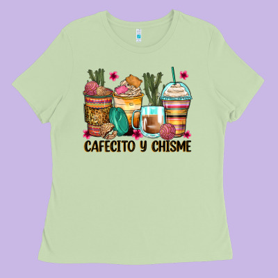 Cafecito Y Chisme Coffee Cups Ladies Tee Designed By Zillion Design Studio