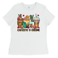 White cafecito y chisme coffee cups Ladies Tee - Zillion Design Studio