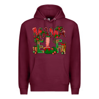 Burgundy Christmas Mama Elf Premium Hoodie - NancyCooperArtShop