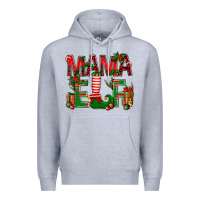 Heather Grey Christmas Mama Elf Premium Hoodie - NancyCooperArtShop