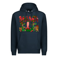 Navy Christmas Mama Elf Premium Hoodie - NancyCooperArtShop