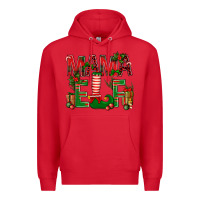 Red Christmas Mama Elf Premium Hoodie - NancyCooperArtShop