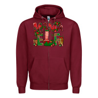 Burgundy Christmas Mama Elf Zipper Hoodie - BundleAndBundleShop