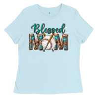Baby Blue western blessed mom with baseball Ladies Tee - texasbilliewilder