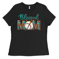 Black western blessed mom with baseball Ladies Tee - texasbilliewilder