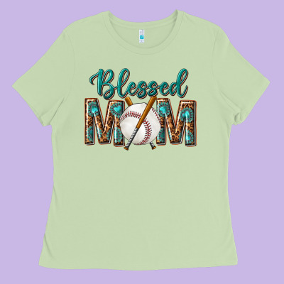Western Blessed Mom With Baseball Ladies Tee Designed By Texasbilliewilder