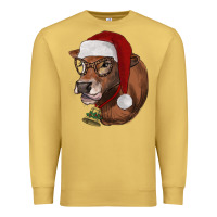 Antique Gold christmas glasses heifer Premium Sweatshirt - RanaPortraitStore