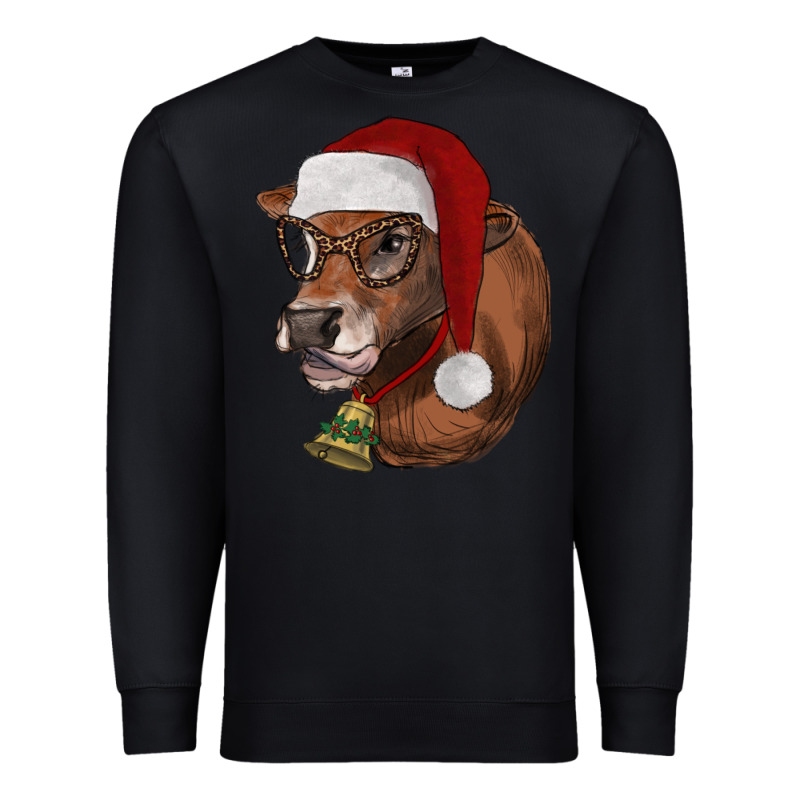 Christmas Glasses Heifer Premium Sweatshirt by RanaPortraitStore | Teevron