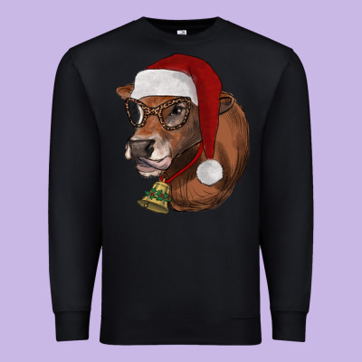 Christmas Glasses Heifer Premium Sweatshirt Designed By Ranaportraitstore