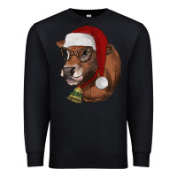 Black christmas glasses heifer Premium Sweatshirt - RanaPortraitStore