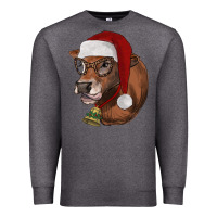 Charcoal Heather christmas glasses heifer Premium Sweatshirt - RanaPortraitStore