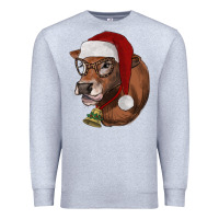 Heather Grey christmas glasses heifer Premium Sweatshirt - RanaPortraitStore