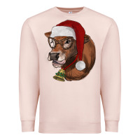 Pale Pink christmas glasses heifer Premium Sweatshirt - RanaPortraitStore