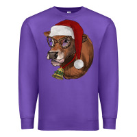 Purple christmas glasses heifer Premium Sweatshirt - RanaPortraitStore