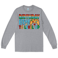 Heather Grey birthday boy to level up Long Sleeve Tee - JahusDesignShop